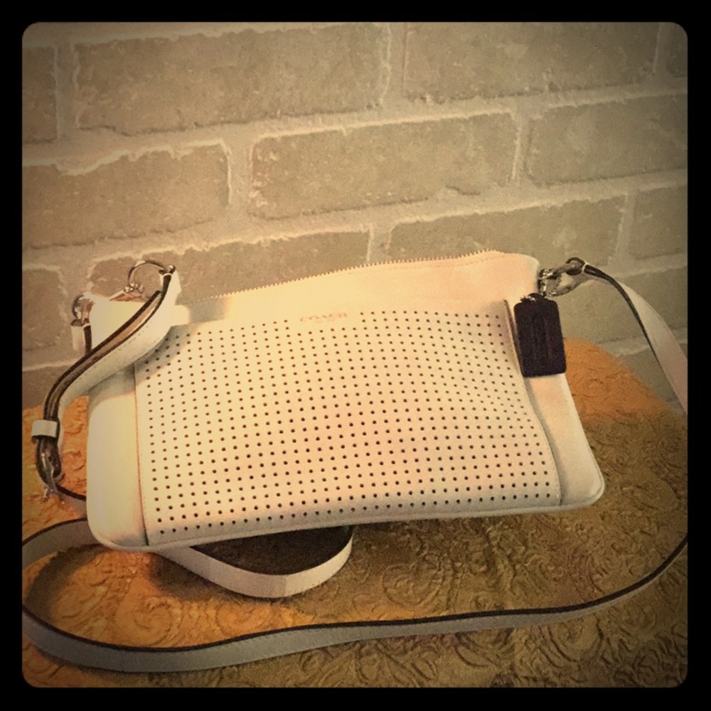 Coach White Leather Mini Crossbody Handbag